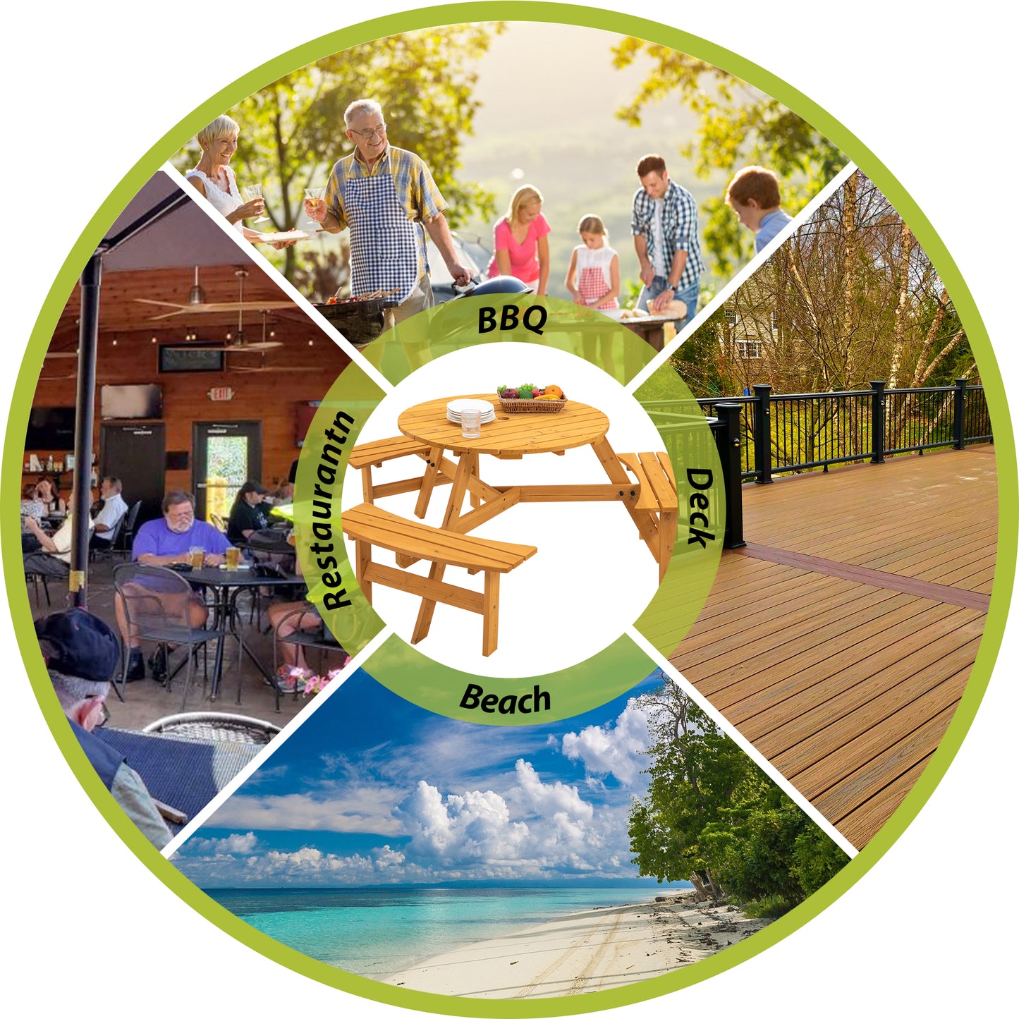 CedarVale Round Picnic Gathering Table