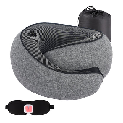 U-shaped Neck Pillow Memory Foam Travel Pillow for Airplane and Office Use, Anti-tilt Design, Essential for Travel