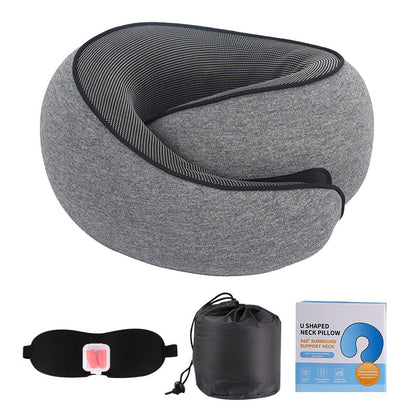 U-shaped Neck Pillow Memory Foam Travel Pillow for Airplane and Office Use, Anti-tilt Design, Essential for Travel