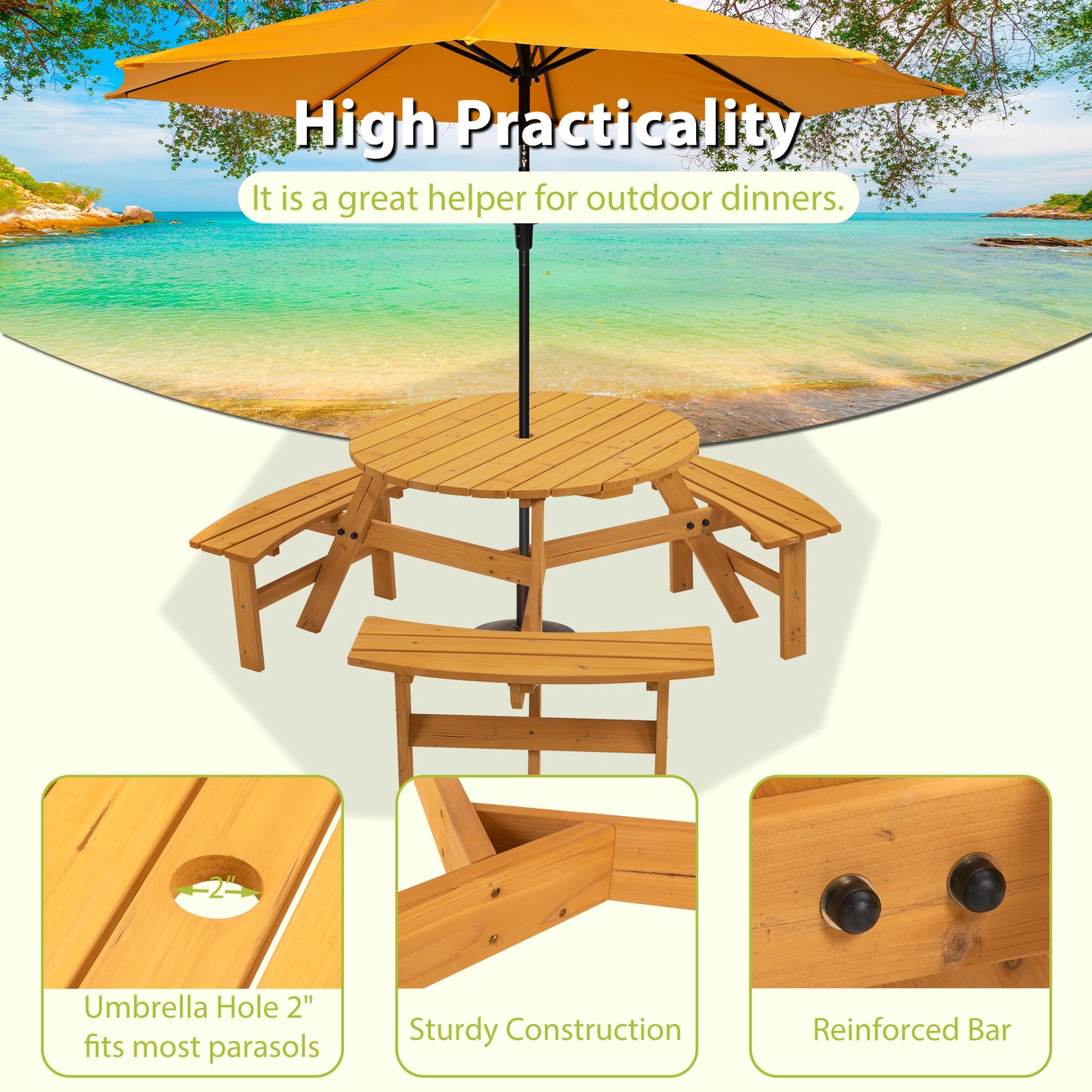 CedarVale Round Picnic Gathering Table