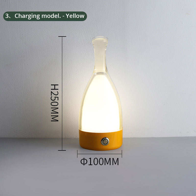 Wine Bottle Table Lamp INS Wind Light Luxury Creative Bedroom Bedside Lamp Net Red Clear Bar Decoration Charging Table Lamp