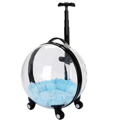Rolling Pet Travel Trolley with Wheel, Transparent Capsule, Pink, Green, Puppies, Dogs, Cat Carriers Bag, 5-20Kg