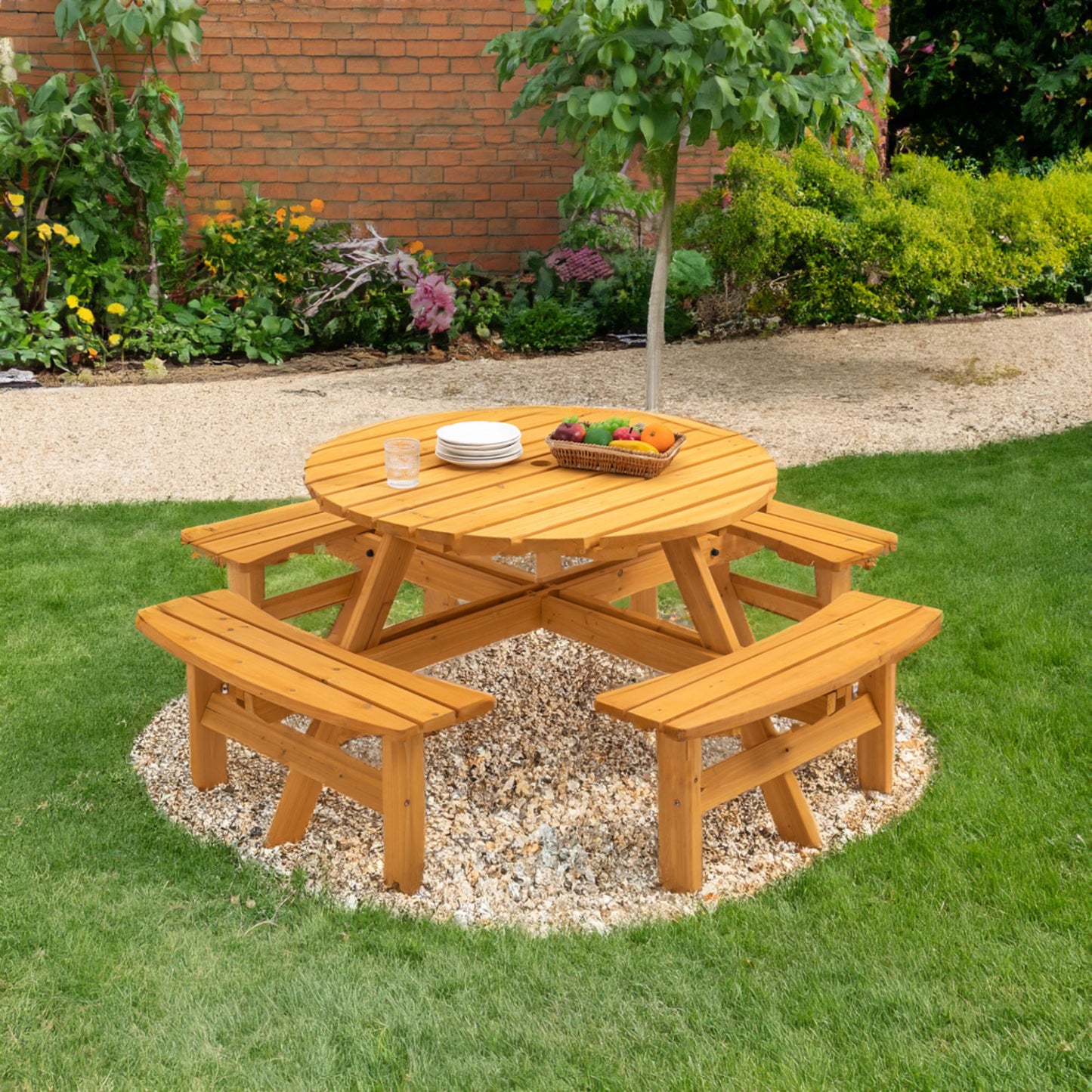 CedarVale Round Picnic Gathering Table