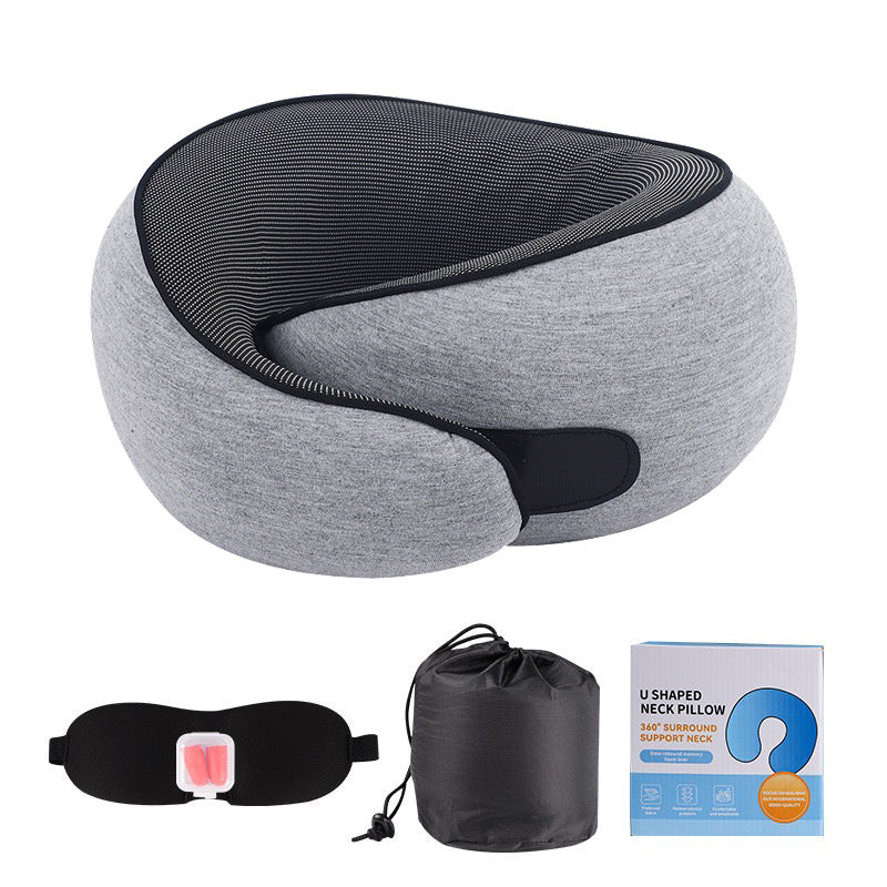 U-shaped Neck Pillow Memory Foam Travel Pillow for Airplane and Office Use, Anti-tilt Design, Essential for Travel