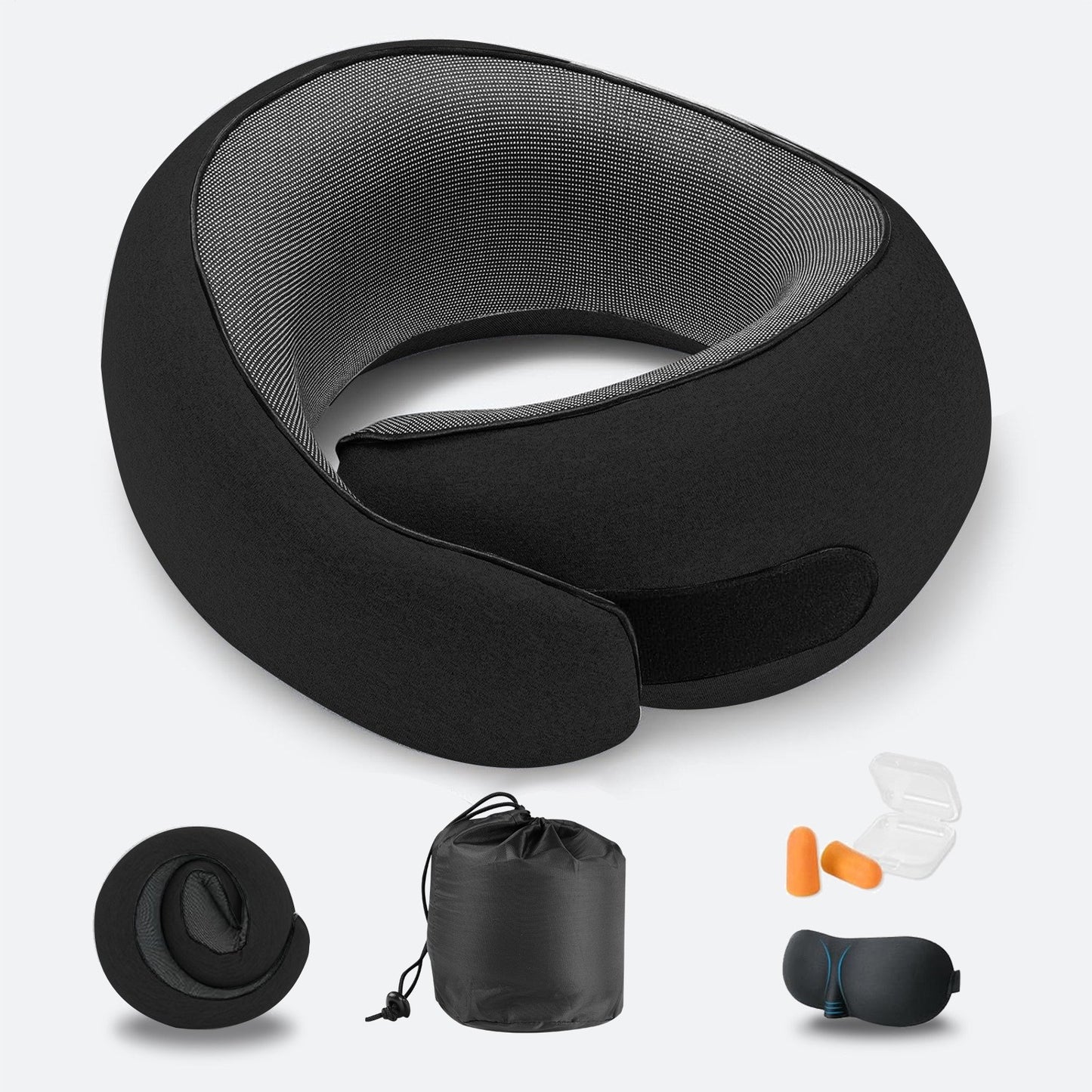 U-shaped Neck Pillow Memory Foam Travel Pillow for Airplane and Office Use, Anti-tilt Design, Essential for Travel