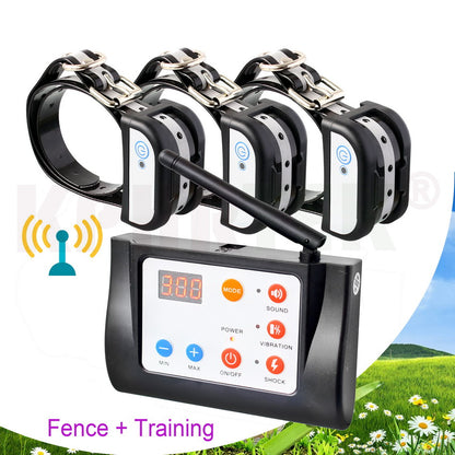 2 in 1   Wireless Electronic Dog Fence System and Dog Training Collar   Beep Shock Vibration Training  for 1/2/3 dogs 6 Sets/lot