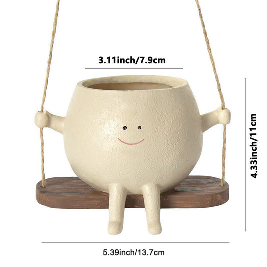 Swing Face Planter Resin Plant Succulent Pots Creative Wall Hanging Head Planter Multifunctional Home Garden Patio Accessories