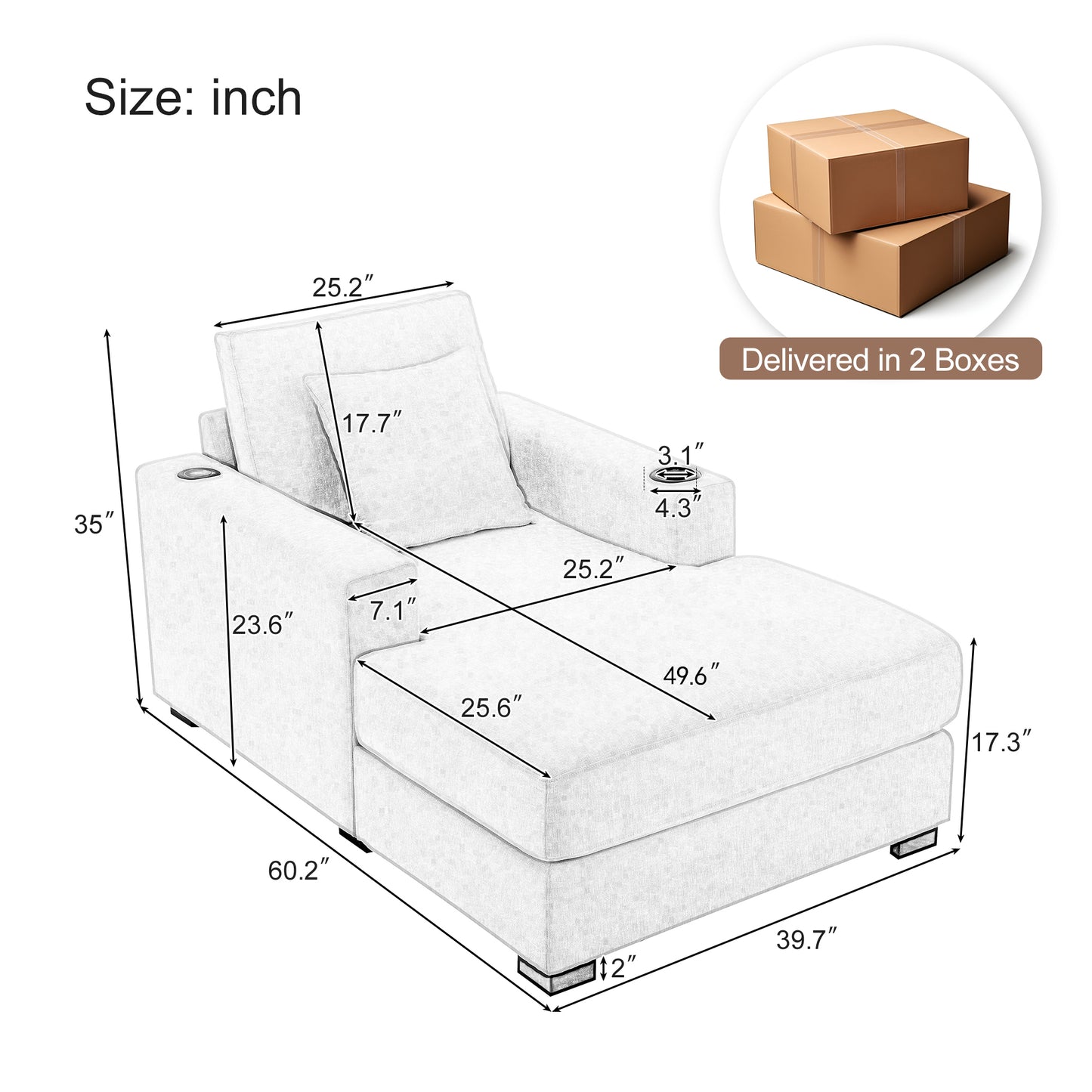 The Executive Lounge Oversized Smart Chaise Chair