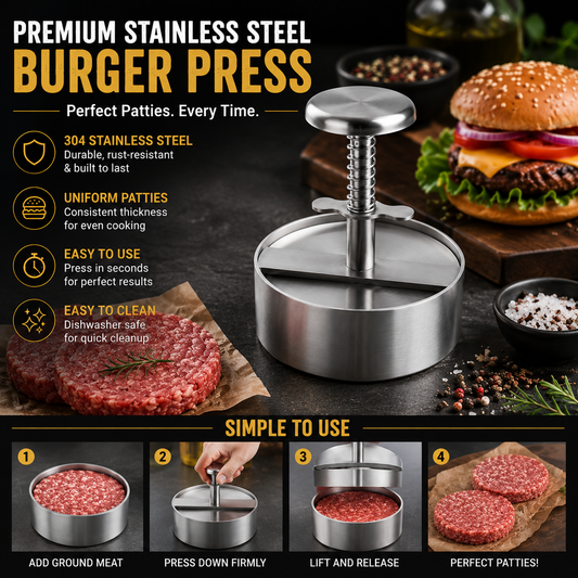 GrillMaster Stainless Steel Burger Press