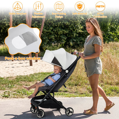 Lightweight Baby Stroller, Compact Umbrella Stroller with Adjustable Canopy/Footrest/Backrest, One-Hand Folding Newborn Stroller