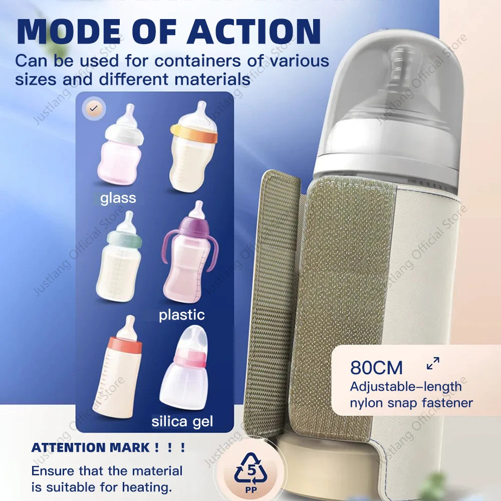 Portable Baby Bottle Warmer – Rechargeable Milk Heater with 5 Heat Levels