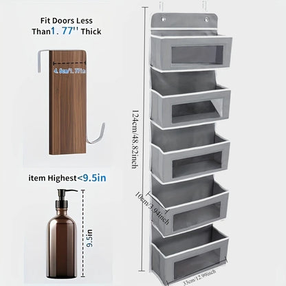 5-Shelf Hanging Storage Organizer – Behind Door Multi-Pocket Space Saver