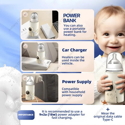 Portable Baby Bottle Warmer – Rechargeable Milk Heater with 5 Heat Levels