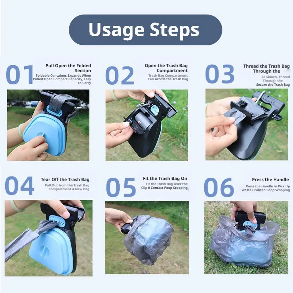 Foldable Portable Pet Poop Scooper – Hygienic One-Hand Waste Picker for Dogs