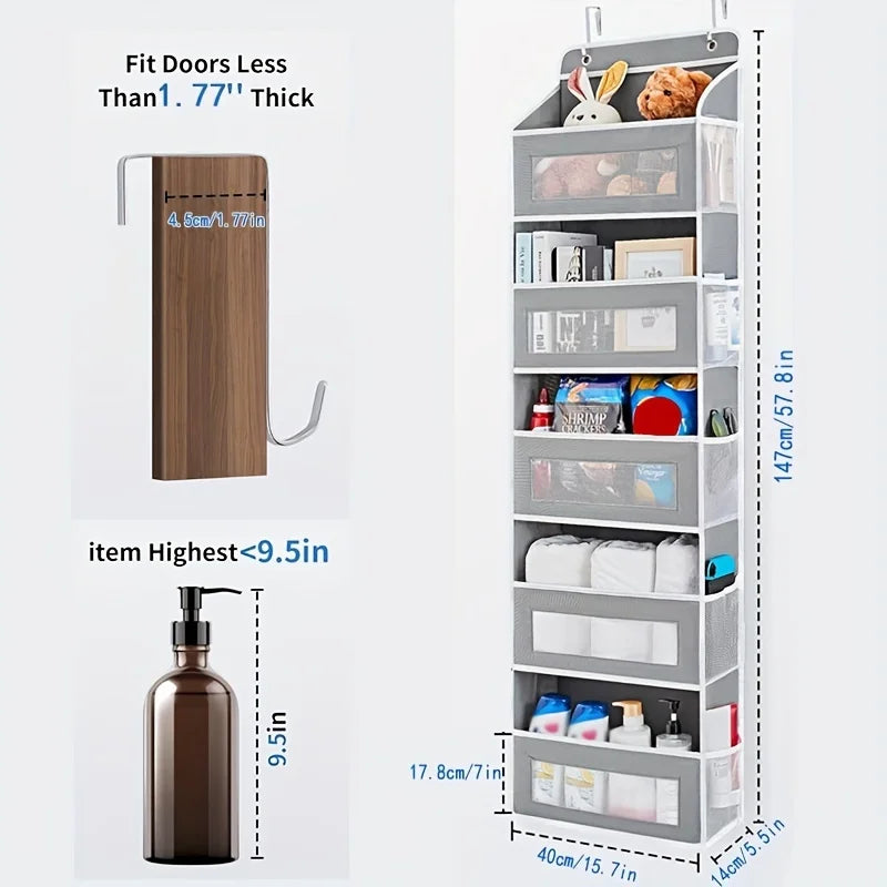 5-Shelf Hanging Storage Organizer – Behind Door Multi-Pocket Space Saver