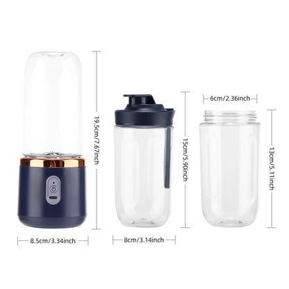 Portable USB Juicer Blender – 6-Blade Smoothie Mixer with 2 Travel Cups