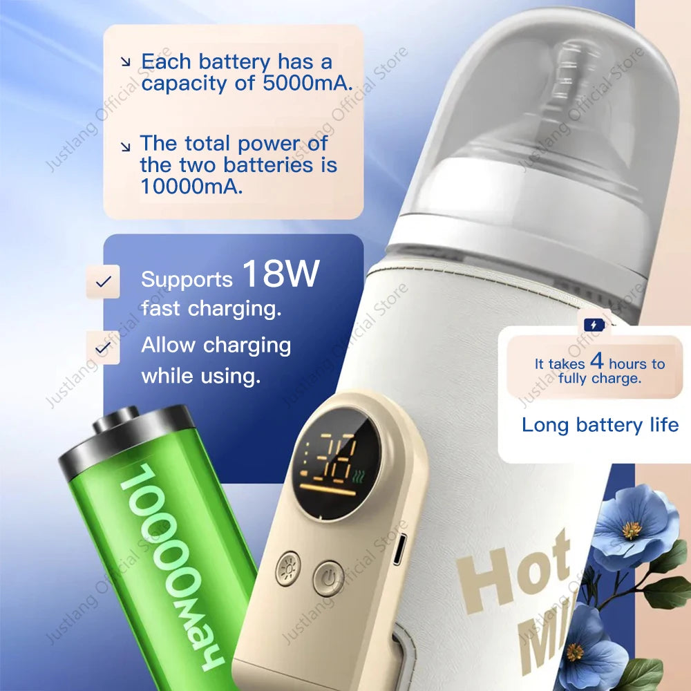 Portable Baby Bottle Warmer – Rechargeable Milk Heater with 5 Heat Levels