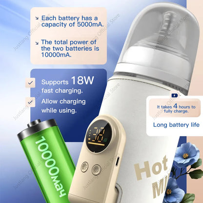 Portable Baby Bottle Warmer – Rechargeable Milk Heater with 5 Heat Levels